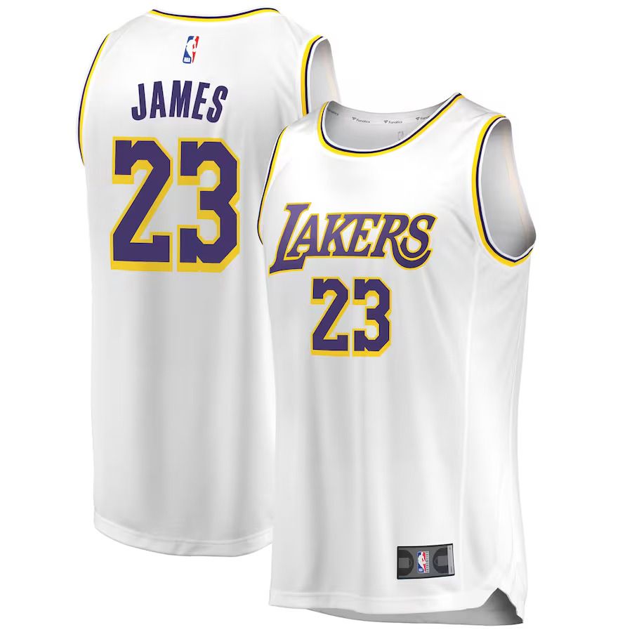 Men Los Angeles Lakers #23 LeBron James Fanatics Branded White Fast Break Replica NBA Jersey
